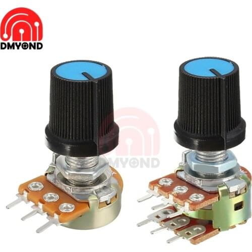 5PCS Blue WH148 Knob Swtich Rotary Potentiometer Linear Taper For Arduino Cap 1K 2K 5K 10K 20K 50K 100K 250K 500K 1M Ohm