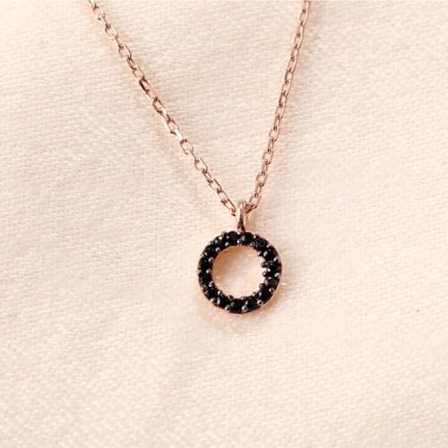 Black Cubic Zirconia Ring Silver Necklace