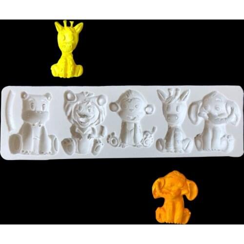 Through Forest Department Elephant Monkey Rabbit Sea Horse Lion Moving Silicone Mold Baking Cake