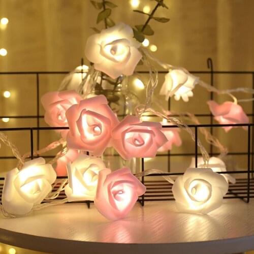 1.5M 10 LED rose lantern string simulation bubble flower lantern Valentines day wedding holiday decoration string lamp battery