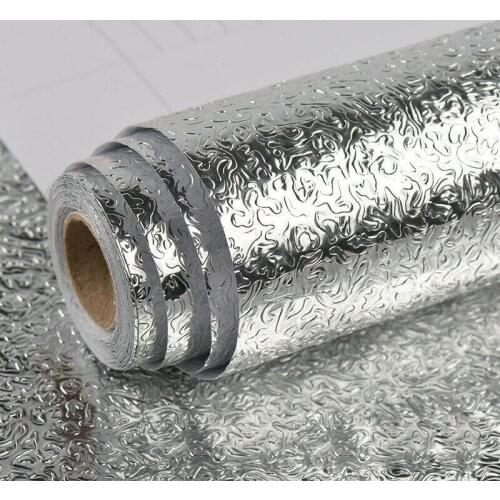 1Roll Kitchen Oil Proof Waterproof Sticker Stove Aluminum Foil Covers Self Adhesive Wallpapers Household Cabinet DIY Decor