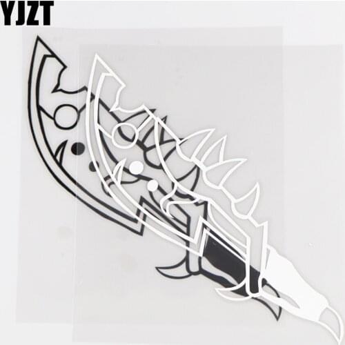 YJZT 12.0CM×15.0CM Personalized Vinyl Body Decal Cartoon Wolf Tooth Knife Ancient War Weapons Creative Car Sticker 1C-0131
