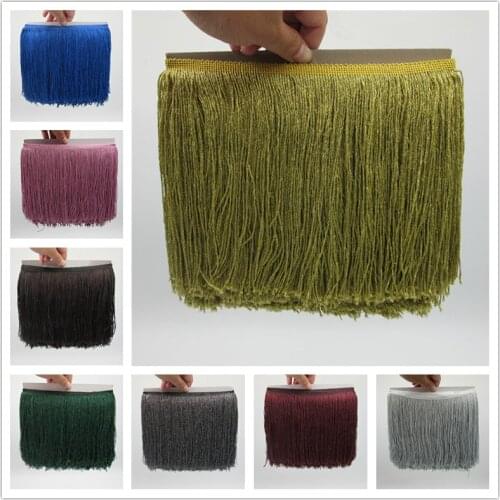 YY-tesco 5 Meters 20 CM Long Fringe Trim Tassel Lace Fringe Trimming For Diy Latin Dress Stage Clothes Accessories Lace Ribbon