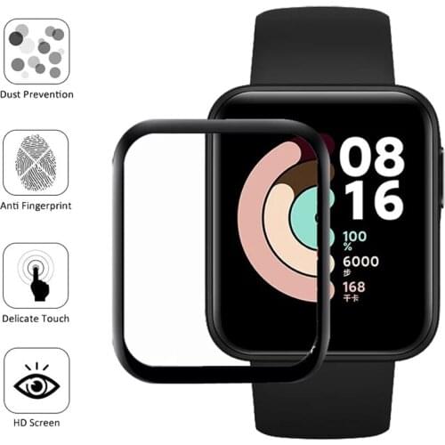 Soft Fibre Glass Protective Film for Xiaomi Mi Watch Lite Smart Watch 3D Curved Edge Full Cover Screen Protector for Redmi Watch
