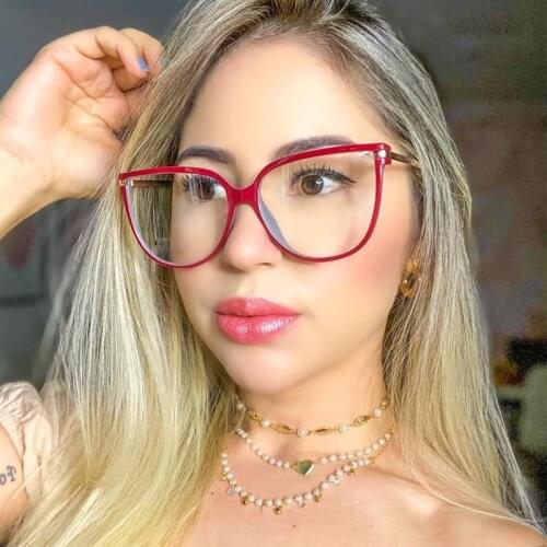 2021 Fashion Big Frame Anti-blue Glasses Women Vintage Optical Computer Transparent Eyeglasses Female Spectacles Oculos Feminino
