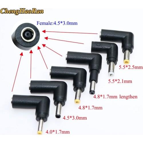 1pcs DC 4.5x3.0mm female socket to 5.5x2.5 5.5x2.1 4.8x1.7 4.5x3.0 4.0x1.7 Right Angle plug DC Power Charger Adapter Connector