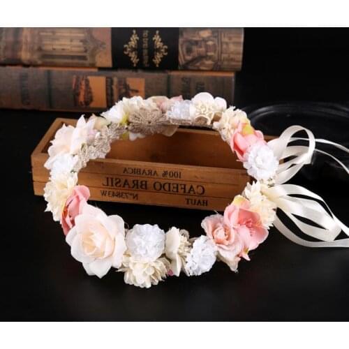 1pc Bridal Wreath Artificial Flower Wreaths Headwear Accessories Wedding Party Bridal Head Decor Queen Wreath Fake Flower Wreath