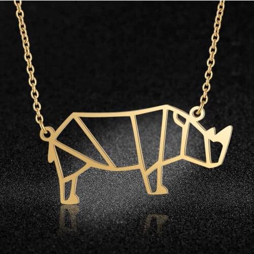 100% Stainless Steel Rhinoceros Fashion Necklace for Women Female Trendy Jewelry Personality Jewellery