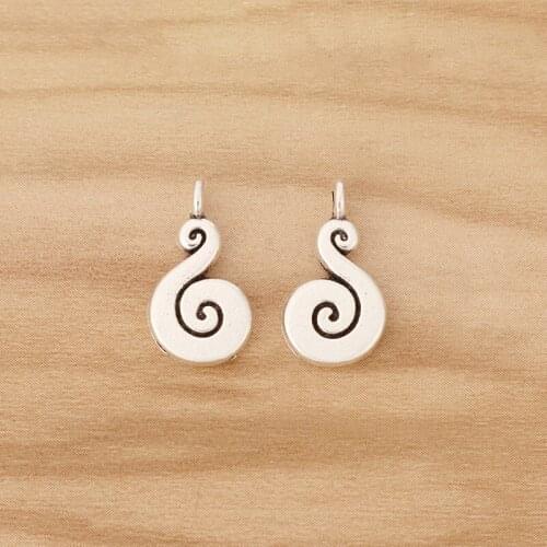 20 Pieces Tibetan Silver Swirl Spiral Charms Pendants Beads 2 Sided for Jewellery Making Accessories 18x10mm