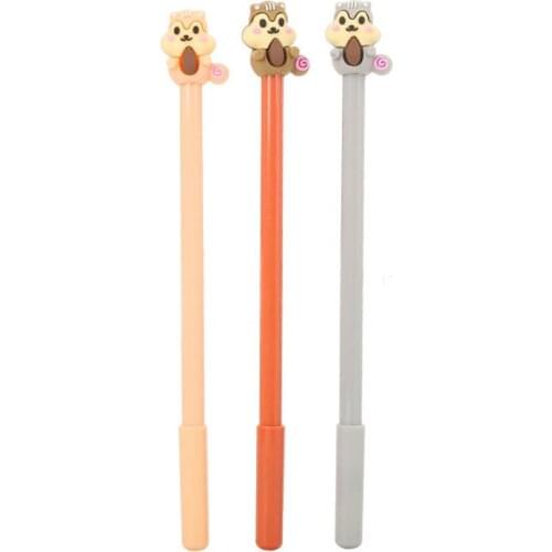 50PCS Creative Cartoon Squirrel Gel Pens Cute Learning Stationery Silicone Head Water-Based Signature Pen Kawaii School Supplies