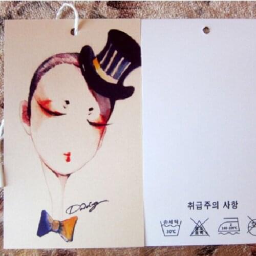 500pcs Customized label paper printed tag clothes tags paper labels tags 300g