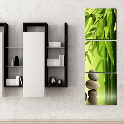 Bamboo Painting On Wall Feng Shui Canvas Painting Printed Green Landscape Art Pictures For Modern Room Decorations No Frame