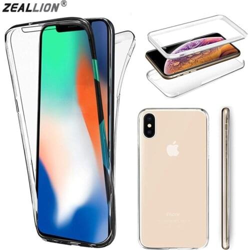 ZEALLION For iPhone X XS Max XR 6 6s 7 8 11 12 Plus Clear 360 Degree Full Body Soft Clear Shockproof Phone Case Cover