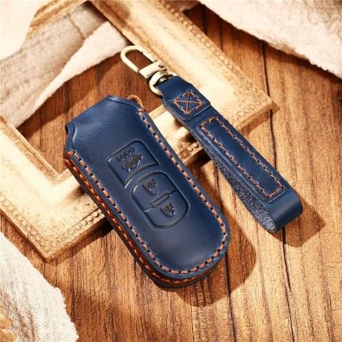 Genuine Leather Remote Car Key Fob Case Cover Holder Shell Keychain For Mazda 2 3 5 6 Axela Atenza CX3 CX5 CX7 CX8 CX9 MX5