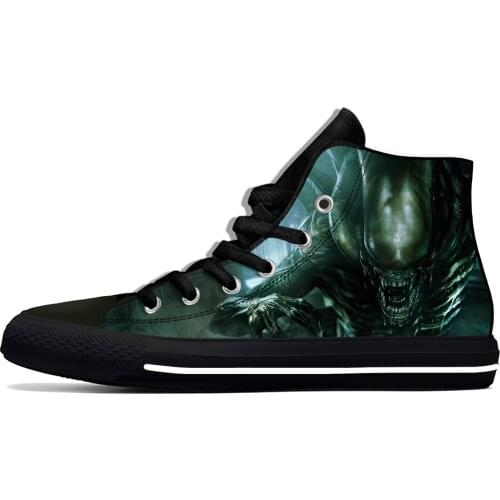 Alien Movie Anime Cartoon Fashion Funny Classic Casual Cloth Shoes High Top Lightweight Breathable 3D Print Men Women Sneakers