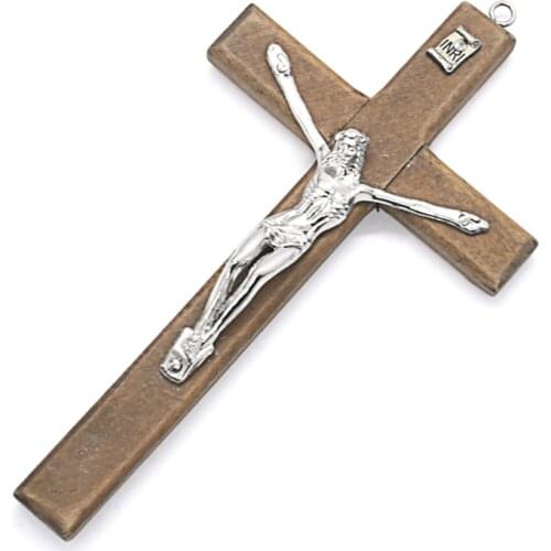 Wooden Jesus Cross Pendant Christ Suffering Statue Cross Religious Prayer Jesus Decoration Religious Prayer Hand Dropshipping