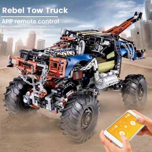 Kids Educational DIY Toys Car Model The APP Motorized RC Rebel Tow Truck High-Tech Building Blocks Assembly Bricks Gift