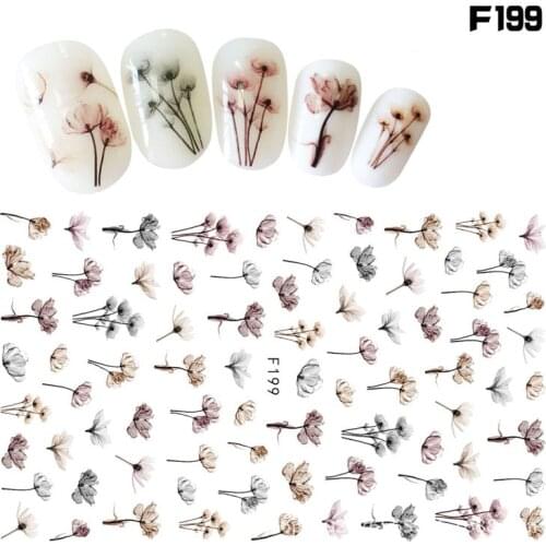 Elegant Florals Nails Art Manicure Back Glue Decal Decorations Nail Sticker For Nails Tips Beauty