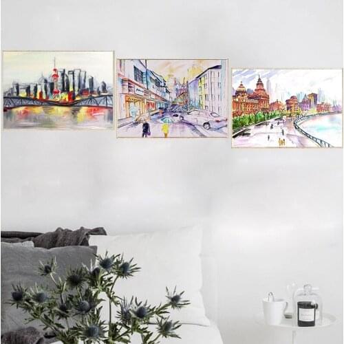 GATYZTORY 3PC Painting By Numbers Handpainted DIY Gift City Street Landscape Paint By Number 40x50cm Framed Home Wall Artcraft