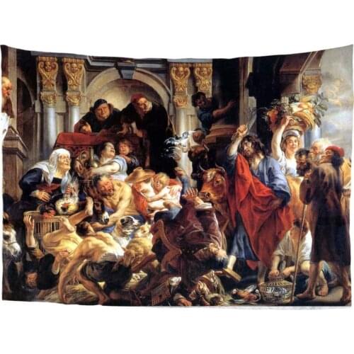 Classic Biblical Jacob Jordaens Jesus Driving The Merchants Baroque Art Dorm Decorate Tapestry
