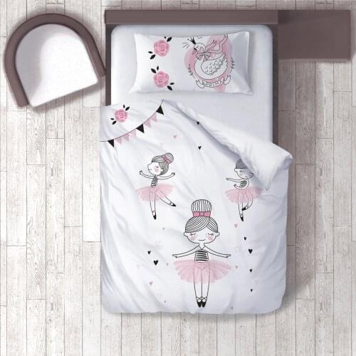 Duvet Cover Set Bedding Set Pillow Case for Baby and Kids Room 3D Printed Pink Ribbon Model 010
