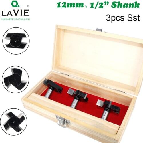 LA VIE 3pcs 1/2"or12mm Three-blade T-shaped knife Slotted knife Four-blade slotted knife Woodworking milling cutter