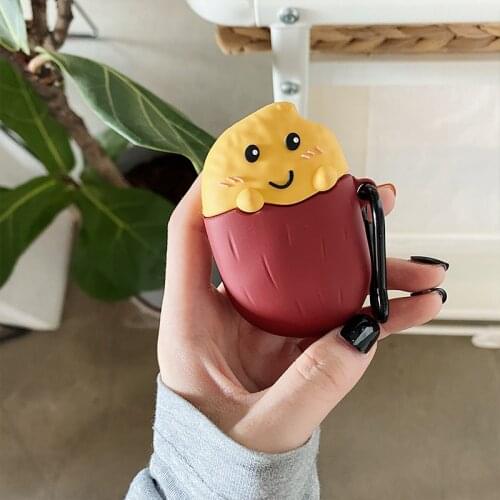 Cute Sweet Potato 3D Silicone Earphone Case For Apple New AirPods 1 2 Wireless Bluetooth Headset Cover