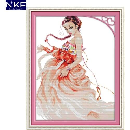 NKF Beautiful figure style handcraft needlepoint kits counted stamped canvas Christmas cross stitch sets for home decoration