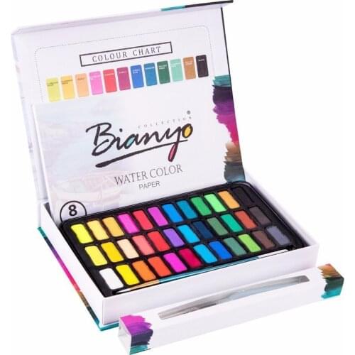 36 Colors Solid Water Color Paints Set With Watercolor Brush Pen Professional Painting Drawing Watercolor Pigment Art Supplies