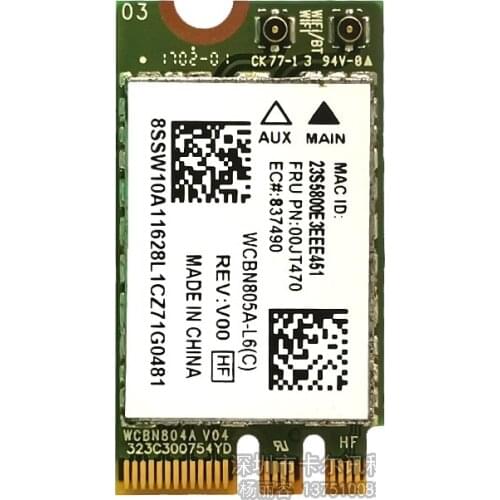 NFA345 QCA61x4 QCNFA34AC AC Wireless Network Card 2.4/5G For Lenovo 00JT470 / 1 SW10A11628 For Bluetooth 4.0 433M