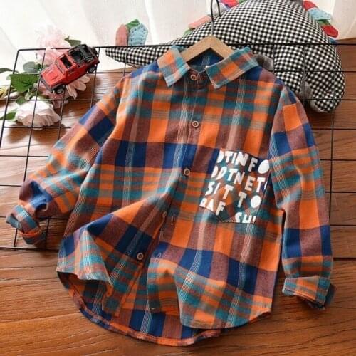 New Big Boy Clothes Shirts Cool Spring Plaid thin outerwears Chidren Clothing Print Autumn long sleeved kids Shirt