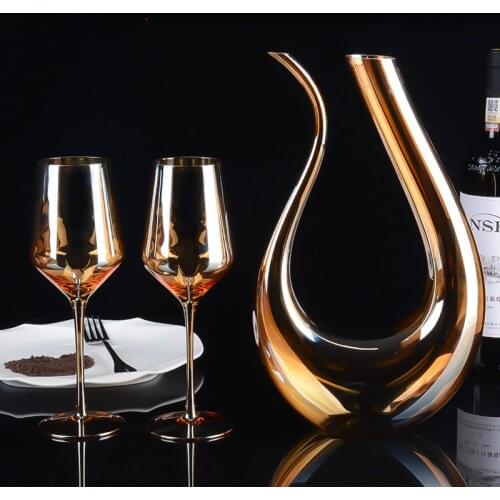 New creative gold decanter Western-style simple split wine glass Europe and America crystal red wine cup , Wine Accessories