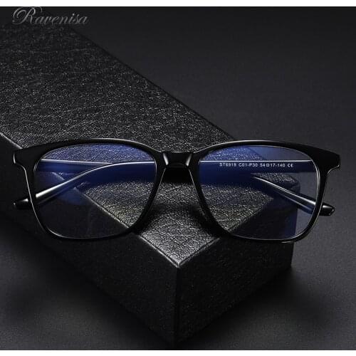 RAVENISA Vintage TR90 Glasses For Men Women Square Anti Blue Light Designer Eyeglasses Black Frame Computer Oculos