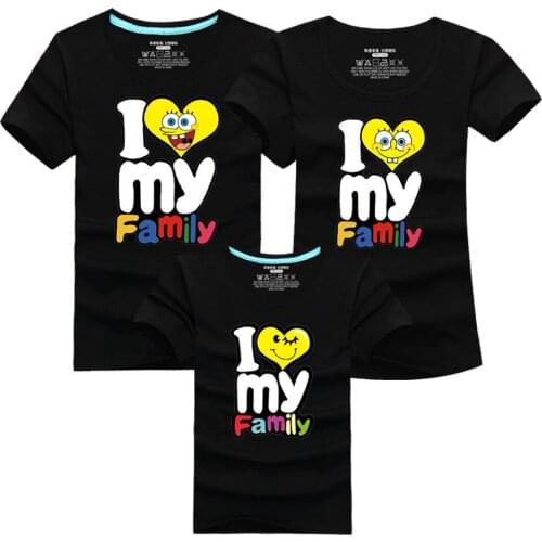 Mother Daughter Matching Clothes I Love Family Matching Clothes Family 100% Cotton T-Shirts For Father Mother Baby Boys Girls