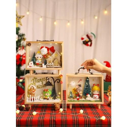 Zq Portable Wooden Hand-Made Display Cabinet Blind Box Display Rack Storage Bedroom Dustproof