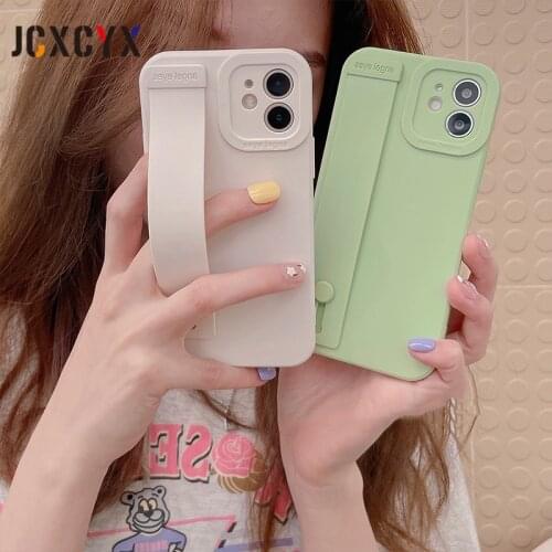 Shockproof Wrist strap bracket Phone Case For iPhone 11 12 Pro Max X XR XS 7 8 Plus SE 20 Lens Camera Protection Soft Back Cover