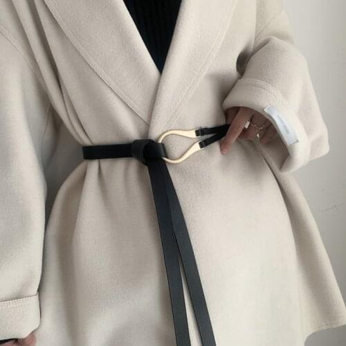 New Fashion Leather Women Belt Designer Metal Buckle Waist Strap All-match Lady Dress Coat Sweater Decorative Knotted Waistband