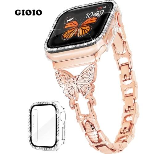 Women Diamond Link bracelet strap For Apple watch 5 band 38mm 42mm iwatch serice 4 3 2 bands for apple watch strap 6 44mm 40mm 1