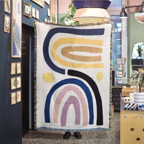 Nordic sofa blanket knitted abstract art Leisure blanket throw boho home decoration tapestry geometric sofa towel picnic mat rug