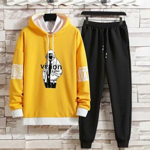 2021 Fashion Autumn Street Hoodie Harajuku Long Sleeve Print Man Women Sweatshirt Set Korean version of the new wets