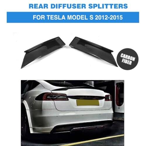 Carbon Fiber Rear Bumper Splitters Lip Flaps Cupwings for Tesla Model S Base Sedan 4-Door 2012-2015 2PCS/Set