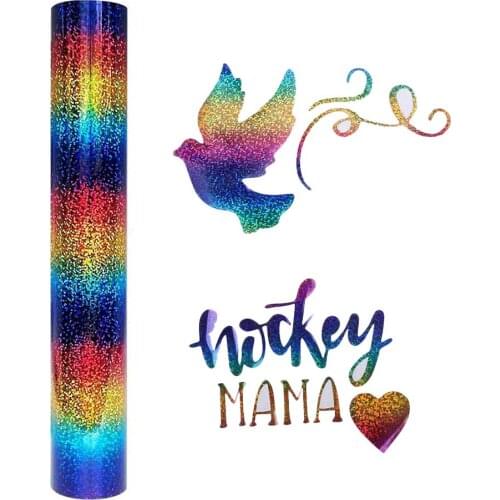 Heat transfer vinyl Hologram rainbow vinyl ron On transfer for clothes HTV vinyl heat press easy cut and weed film roll washable
