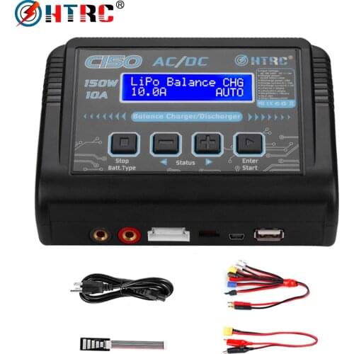 New HTRC C150 Lipo Charger Black Color AC/DC 150W 10A Drone Balance Discharger For LiPo LiHV LiFe Lilon NiCd NiMh Pb Battery