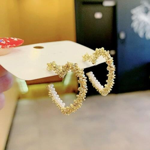 2021 Trend Unusual Earrings For Women Goth Aesthetic Piercing Stainless Steel Jewelry Pendant Vintage Undefined Heart Pearl Big