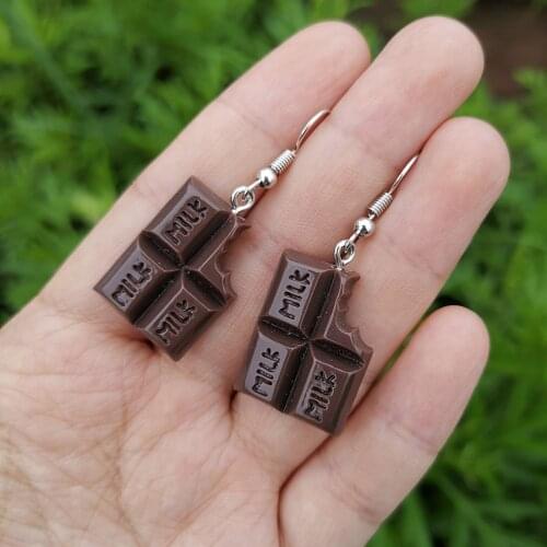 Women Funny Chocolate Earrings Fashion Food Design Earrings Chocolate Shape Alloy Earrings Jewelry Personality Metal Earrings L3