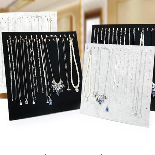 17/28 Golden Hooks Necklace Display Stand Women Jewelry Organizer Holder Storage Case Bracelet Display Rack Black and Gray