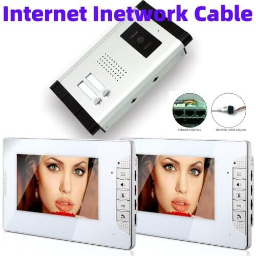 100 Meter Network Cable Video Intercom 7 Inch Monitor Video Door Phone Doorbell Access Control Two-way Audio Intercom System