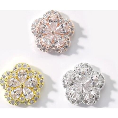 2pcs Zircon Flower Charms 9.5x10mm, Butterfly Bow Zircon Nail Charms Nail Charms - Flowers 10X10mm