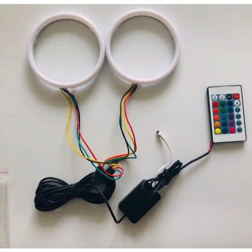 2pcs RGB universal car auto led angel eyes cotton light RGB halo ring kit with cover and remote 60/70/80/90/100/100/110/120mm