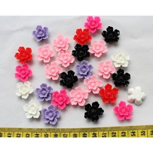 200 pcs Cherry Blossom Sakura Flower Resin Cabochons 20mm Assorted colors